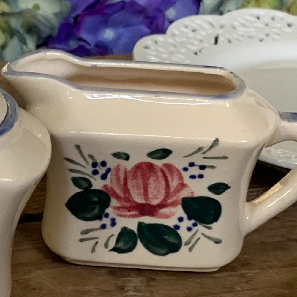 Vintage- MCM Floral Art Deco Creamer & Sugar Set - Picture 6 of 16